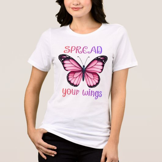 Spread Your Wings – Inspirational Butterfly Tri-Blend Shirt (Voorkant)