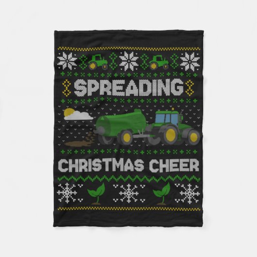 Spreading Christmas Cheer Farming Tractor Ugly Swe Fleece Deken (Voorkant)
