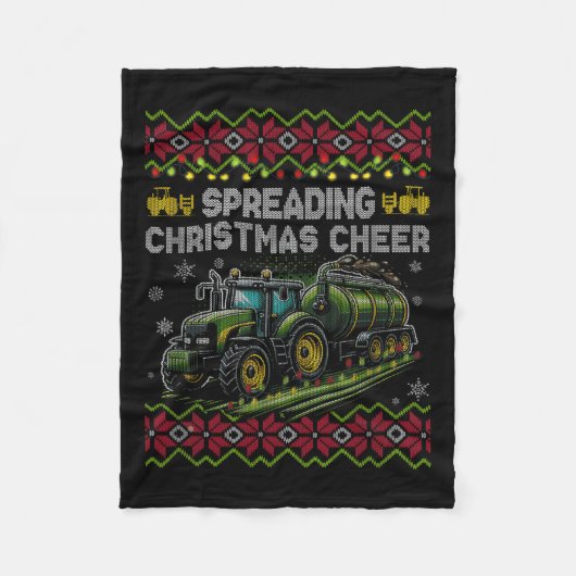 Spreading Christmas Cheer Farming Tractor Ugly Swe Fleece Deken (Voorkant)