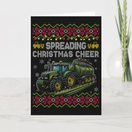 Spreading Christmas Cheer Farming Tractor Ugly Swe Kaart (Voorkant)