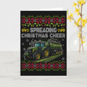 Spreading Christmas Cheer Farming Tractor Ugly Swe Kaart (Gele Bloem)
