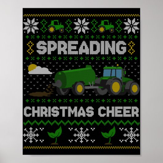 Spreading Christmas Cheer Farming Tractor Ugly Swe Poster (Voorkant)