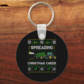 Spreading Christmas Cheer Farming Tractor Ugly Swe Sleutelhanger (Voorkant)