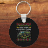 Spreading Christmas Cheer Farming Tractor Ugly Swe Sleutelhanger (Voorkant)