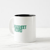 Spreadsheet Tovenaar | Excel Data Magiër Ontwerp Tweekleurige Koffiemok (Voorkant links)