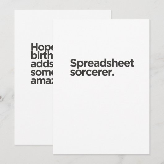 'Spreadsheet tovenaar.' Grappige verjaardagskaart  Kaart (Voorkant / Achterkant)