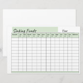 spreadsheet van het Sinking Fund Briefpapier (Voorkant / Achterkant)