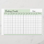 spreadsheet van het Sinking Fund Briefpapier (Voorkant)