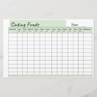 spreadsheet van het Sinking Fund Briefpapier