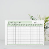 spreadsheet van het Sinking Fund Briefpapier (Staand voorkant)