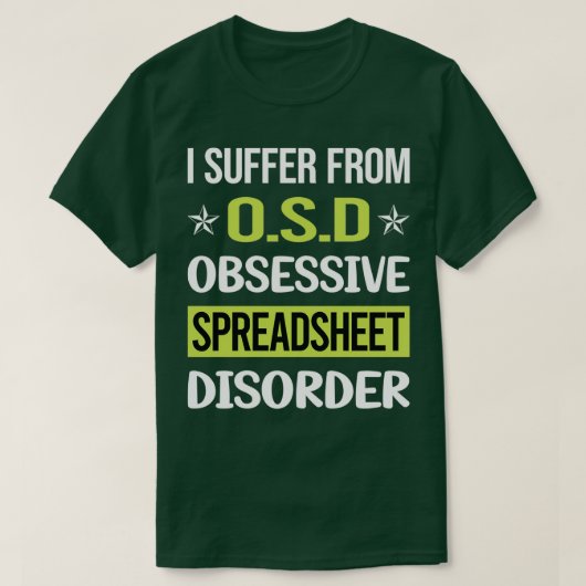 Spreadsheets over obsessieve liefhebbers t-shirt (Design voorkant)