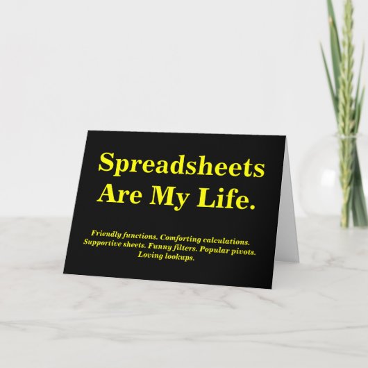 Spreadsheets voor mijn leven | Grappige redenen |  Kaart (Voorkant)