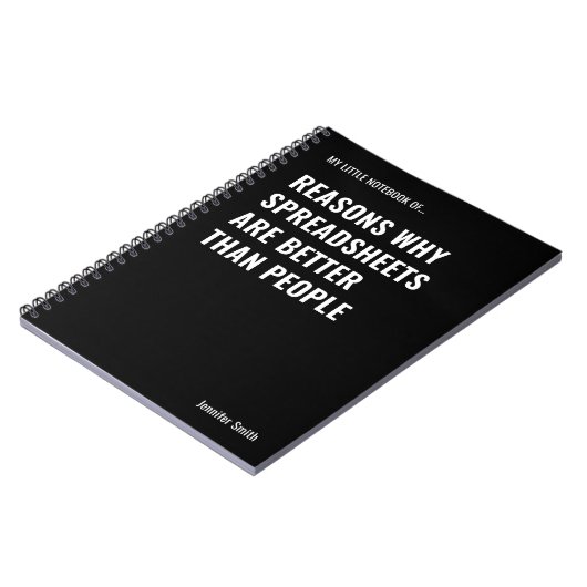 Spreadsheets zijn beter grappige accountant notitieboek (Linkerzijde)