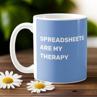 Spreadsheets zijn mijn therapie - lichtblauw koffiemok
