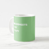 Spreadsheets zijn mijn therapie - Sage Green Koffiemok (Voorkant links)