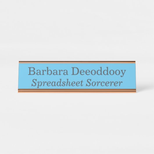Spreadsheetsorcerer Blauw Bureau Naambordje (Voorkant)