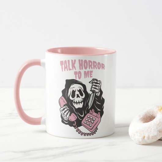 SPREEK AFSCHUW TEGEN ME GRIM REAPER TELEFOON MOK (Met donut)