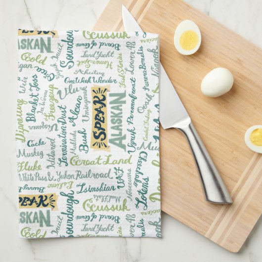 Spreek Alaskan! White Kitchen Towel Theedoek (Quarter Fold)