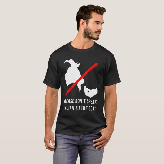 Spreek alsjeblieft geen Italiaans tegen de geitsmu T-shirt (Voorkant volledig)