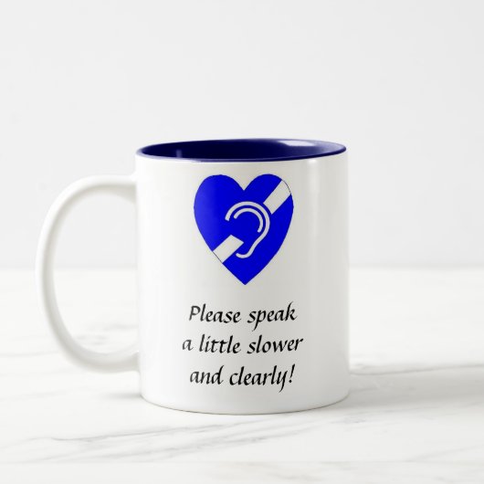Spreek alstublieft wat langzamer en duidelijk! tweekleurige koffiemok (Links)