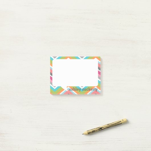 Spreek Bubble Persoonlijke naam Kleurrijke Chevron Post-it® Notes (Op bureau)
