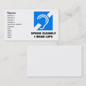SPREEK DUIDELIJK, IK LEES LIPS VISITEKAARTJE (Voorkant / Achterkant)