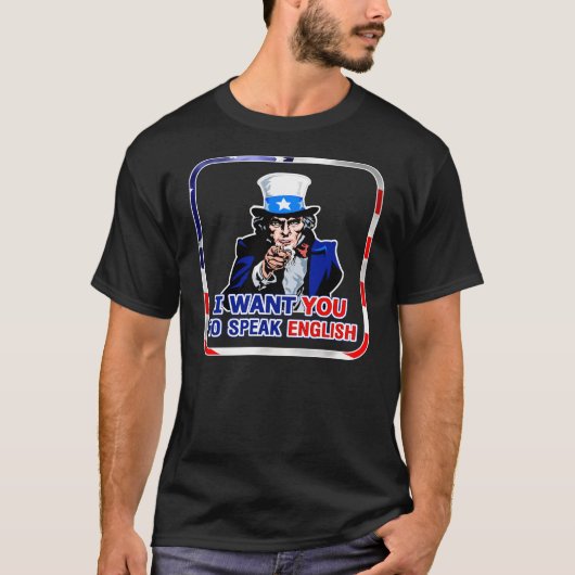 Spreek Engels in Patriottisch Lijst Dark T-Shirt (Voorkant)