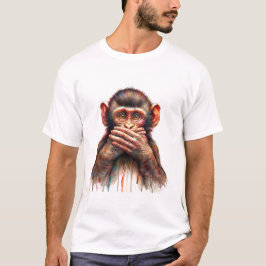 Spreek geen kwaad aap kunst t-shirt