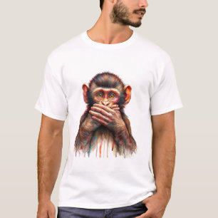 Spreek geen kwaad aap kunst t-shirt