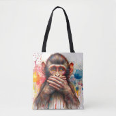 Spreek geen kwaad aap verf drup kunst tote bag (Voorkant)