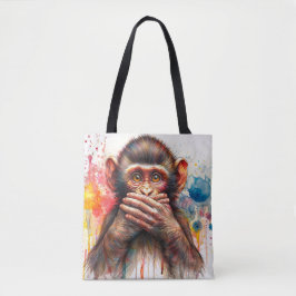 Spreek geen kwaad aap verf drup kunst tote bag