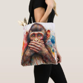 Spreek geen kwaad aap verf drup kunst tote bag (Dichtbij)