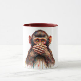 Spreek Geen Kwaad Aap Waterverf Kunst Mok