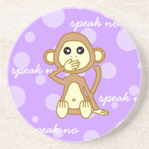 Spreek geen kwaad - Cute Monkey Cartoon Zandsteen Onderzetter