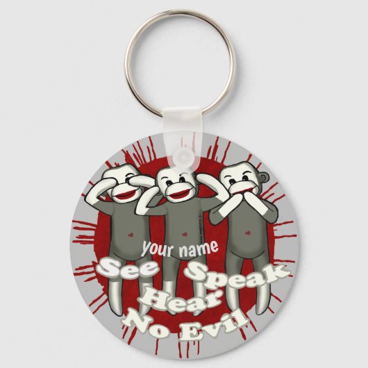 Spreek geen kwaad Sock Monkeys sleutelhanger (Voorkant)