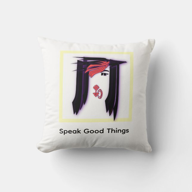 Spreek Goede Dingen Gezicht Design Kussen (Voorkant)
