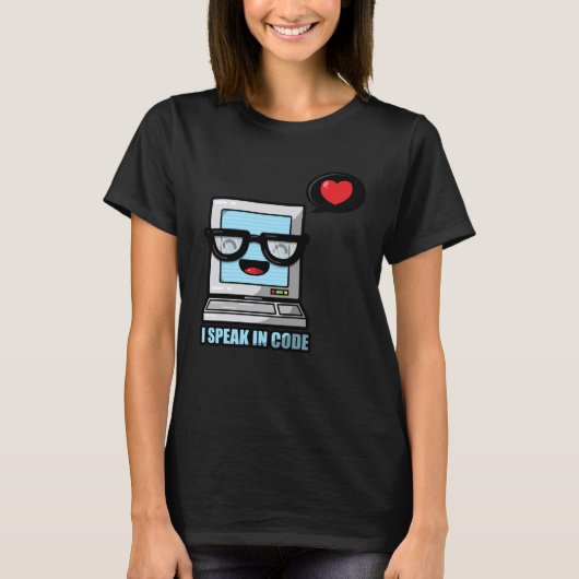 Spreek in Code Nerd Geek Informatica Hart SMI T-shirt (Voorkant)