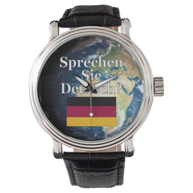 Spreek je Duits? Vlag & aarde Horloge (Voorkant)