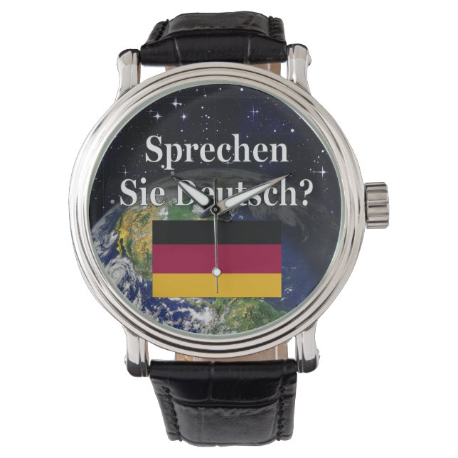 Spreek je Duits? Vlag & aarde Horloge (Voorkant)