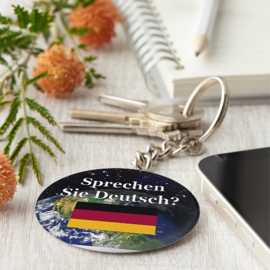 Spreek je Duits? Vlag & aarde Sleutelhanger (Zijkant)