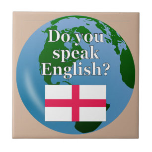 Spreek je Engels? Markering en wereldbol Tegeltje