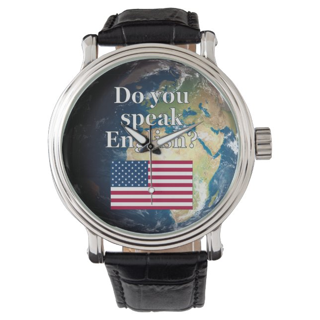 Spreek je Engels? Vlag & aarde Horloge (Voorkant)