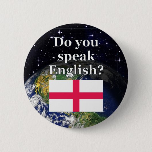 Spreek je Engels? Vlag & aarde Ronde Button 5,7 Cm (Voorkant)