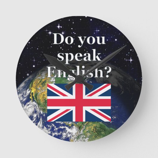 Spreek je Engels? Vlag & aarde Ronde Klok (Voorkant)