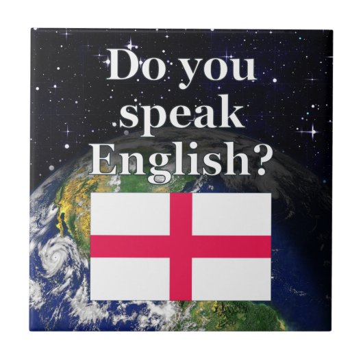 Spreek je Engels? Vlag & aarde Tegeltje (Voorkant)