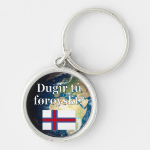 Spreek je Faroees? In het Faroees. Vlag & aarde Sleutelhanger