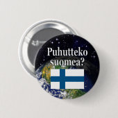 Spreek je Fins? Vlag & aarde Ronde Button 5,7 Cm (Voorkant /achterkant)