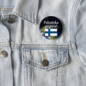 Spreek je Fins? Vlag & aarde Ronde Button 5,7 Cm (In situ)