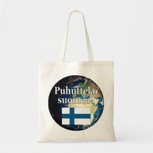 Spreek je Fins? Vlag & aarde Tote Bag (Voorkant)
