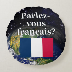 Spreek je Frans? Vlag & aarde Rond Kussen